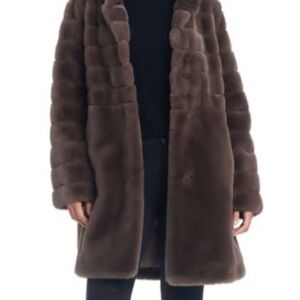 NWT Jones New York Luxurious Brown Faux Fur Coat Size 2XL
